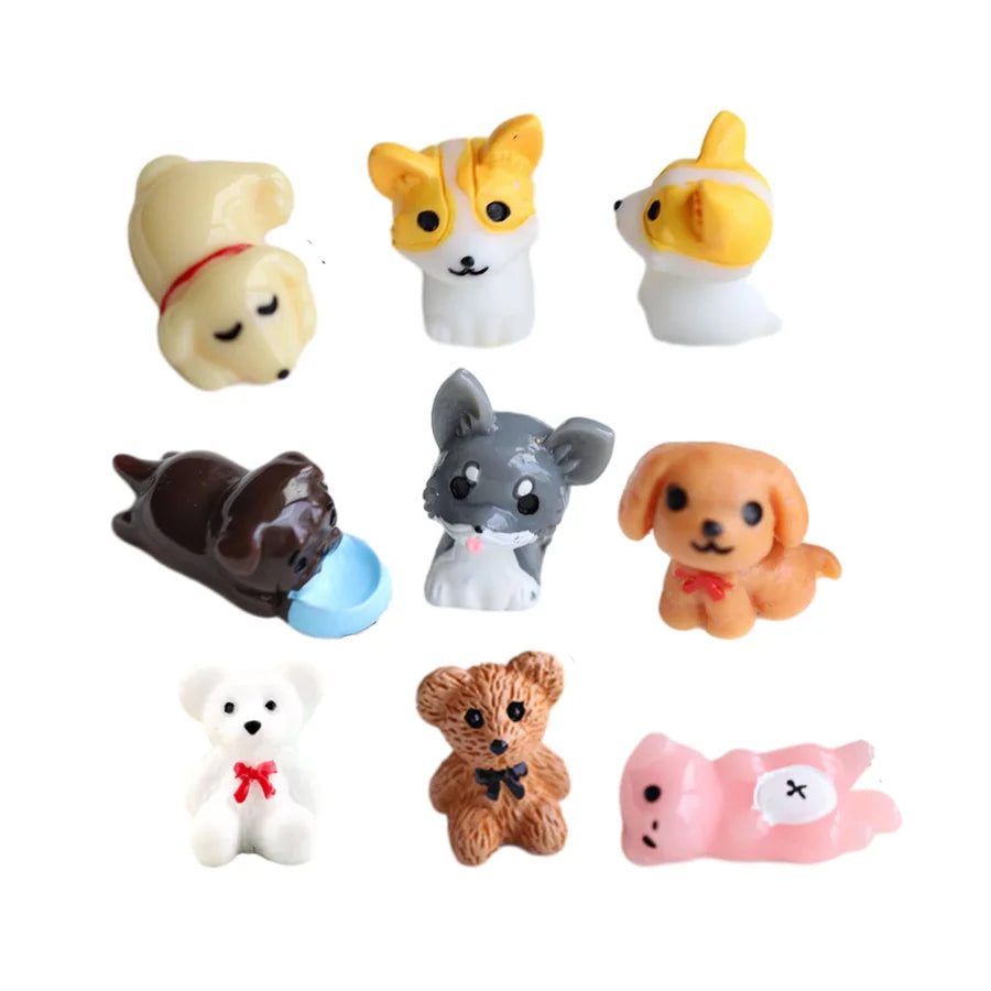Lovely 3d Simulation Bear Dog Cat Design Miniature Animal Resin Cabochons for Jewelry Making
