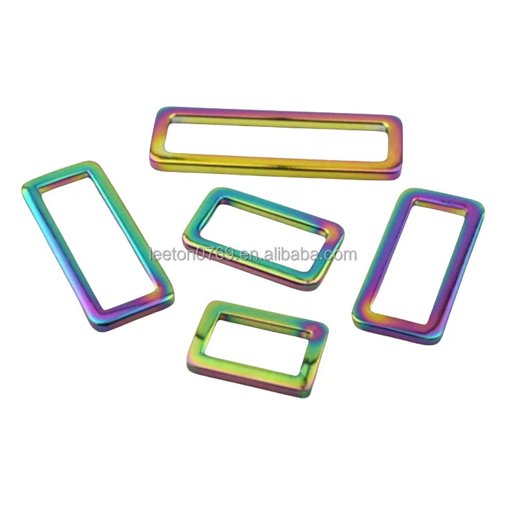 Stock Supply 38mm 1.5inch rainbow Colored Metal Bag Rectangle Belt Buckle