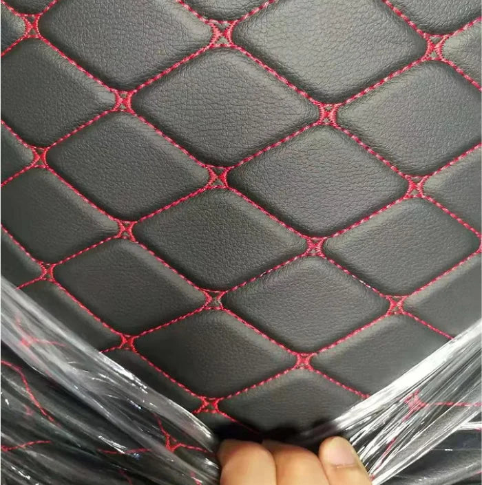 Abrasion Resistant Diamond Quilted Sponge Leather Fabric Embroidery PVC Synthetic Leather Car Leather