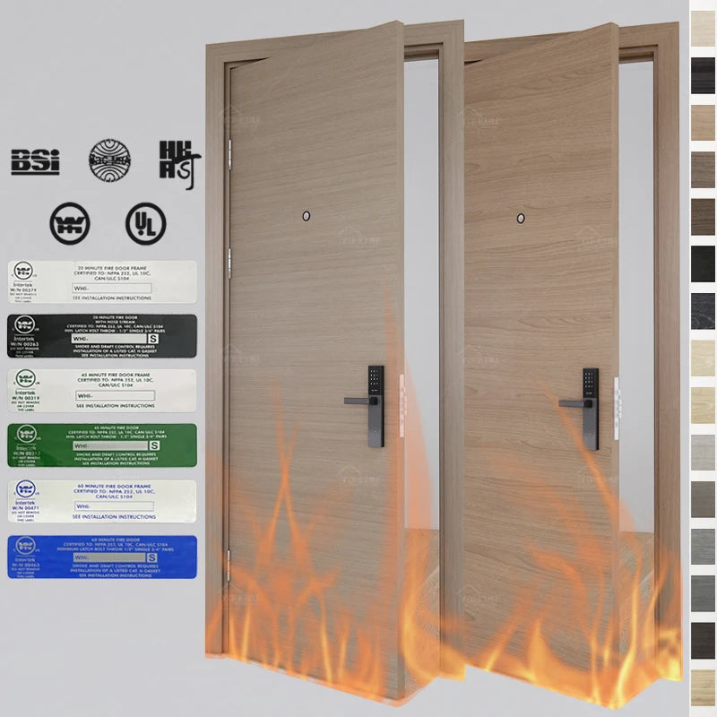 China Top Manufacturer Customizable Size Wood Fireproof Doors Hotel Fire Rated Doors of CA Certified Wood Fire Rated Hotel Doors