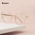 Boyarn Trendy Female Cat Glasses Frame Metal Elastic Legs Anti Blue Light Eyewear Designer Optical Glasses Frames