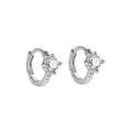 Vintage 925 Sterling Silver Rope Earrings Twisted Four Claw Single Small Diamond CZ Hoops for Women Fine Jewelry