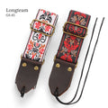 Bohemia Style Acoustic Guitar Strap Bass and Electric Jacquard Guitar Strap Embroidery Style Guitar Straps with Genuine Leather