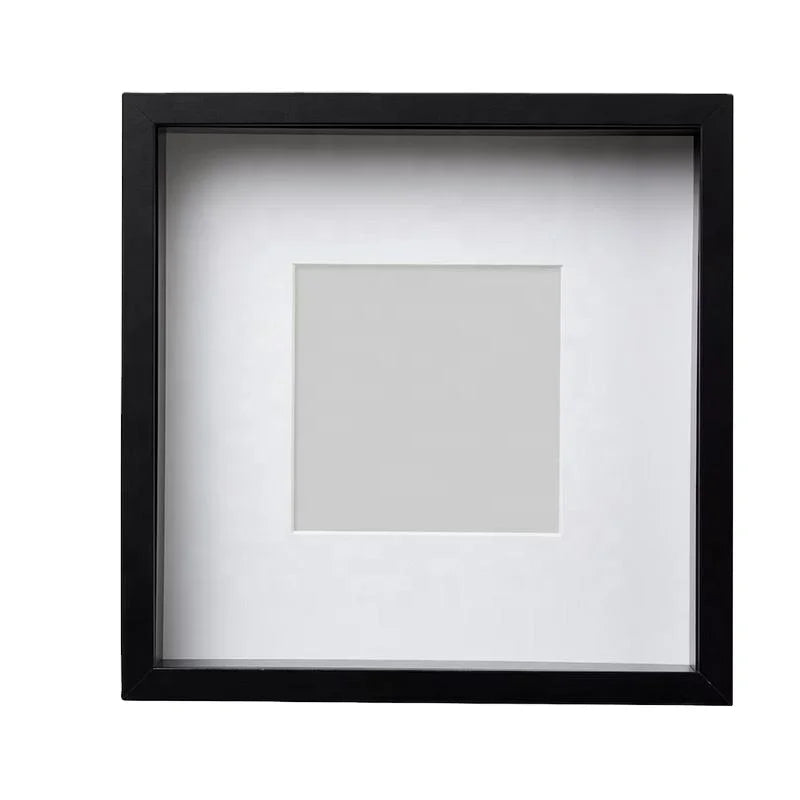 Wholesale Custom Black White Walnut Log MDF Wood 3d 3cm 5cm Deep 8x8 10x10 12x12 Inches 20x20 30x30 40x40cm Shadow Box Frame