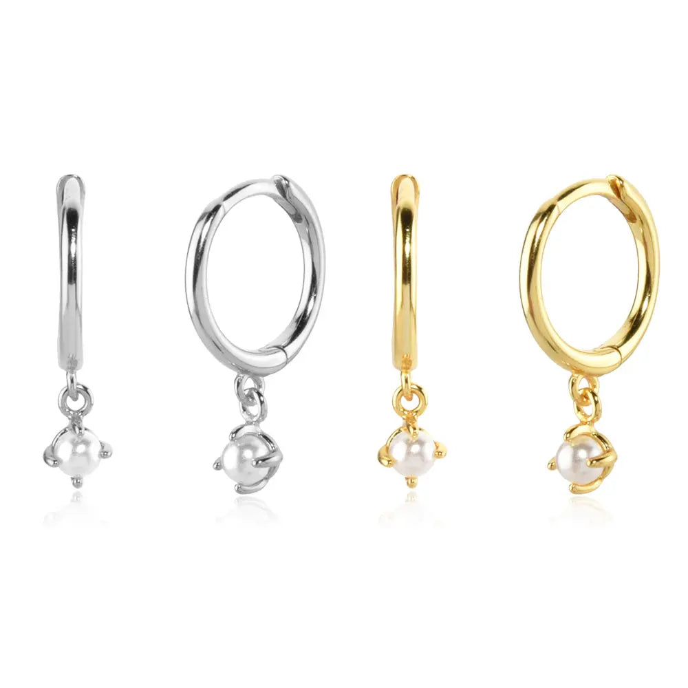 FUAMAY Aretes De Mujer Silver 925 Sterling 18K Gold Plated Hoops Earrings Beaded Earrings