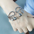 Attractive Charm Gold Plated Metal Drop Bell Bangle Bracelet Women Statement Unique Designer Handmade Jingle Bells Cuff Jewelry