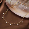 RINNTIN GPN51 New Arrival Valentine Gift Vintage Jewelry Satellite Freshwater Pearl Charm PaperClip Chain Necklace for Women