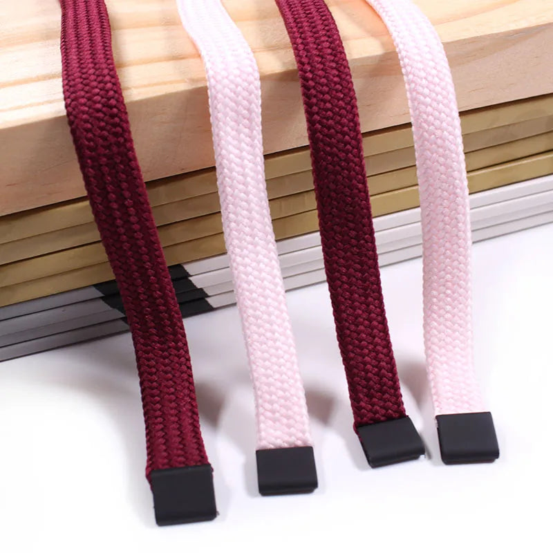 Factory Hot Sale 1cm Flat New Fancy Drawcord String With Metal End Non Elastic Webbing Drawstring Cord for Pant Garment