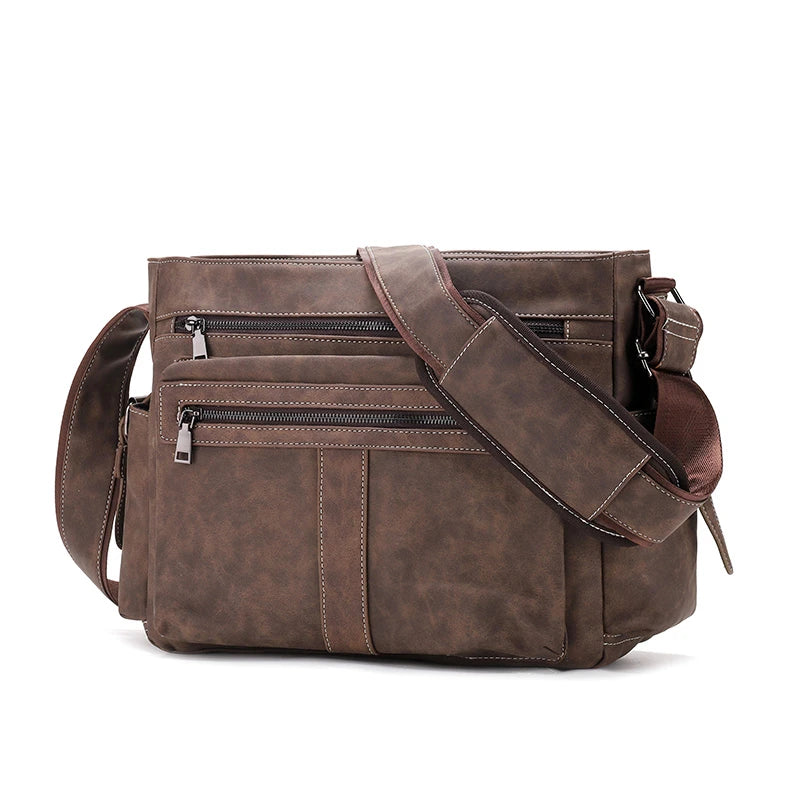 Nice Custom Vintage PU Fashion Summer Button Crossbody Laptop Shoulder Mens Side Bags Satchel Messenger Bags