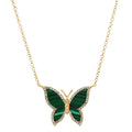 Milskye Korean Style Jewelry Wedding Unique Exquisite 925 Silver 14k Gold Plated Malachite butterfly Diamond Frame Necklace