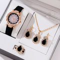 New Gemstone Luxury Necklace Watch Set Women's Quartz Watch Exquisite 4 Piece Jewelry Set
