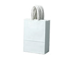 Custom Sky Blue Kraft Paper Shopping Bags with Biodegradable Material Handle 5.91*3.15*8.27in for Clothing Shopping at the Mall
