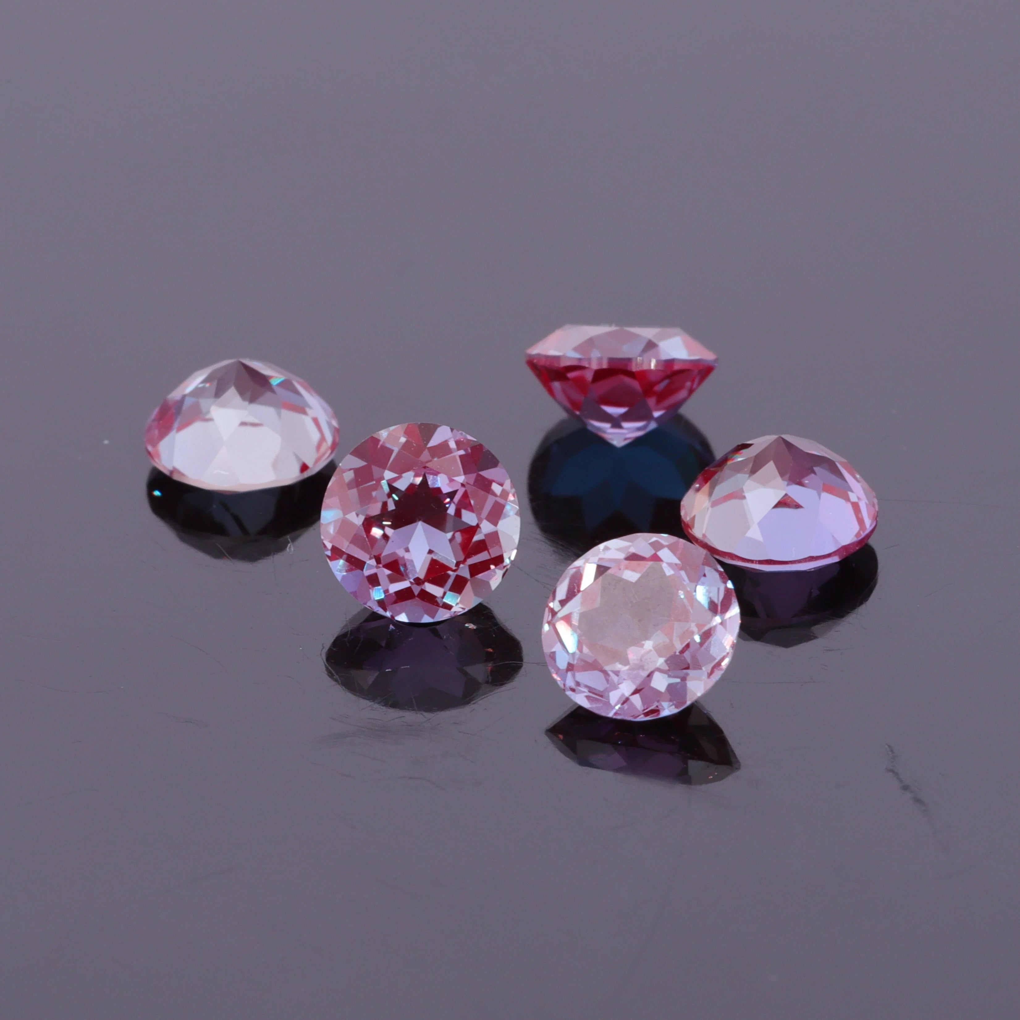 Hot Sale Pink Color Alexandrite Change Stone 4-9mm Round Cut Lab Alexandrite Sapphire Stone