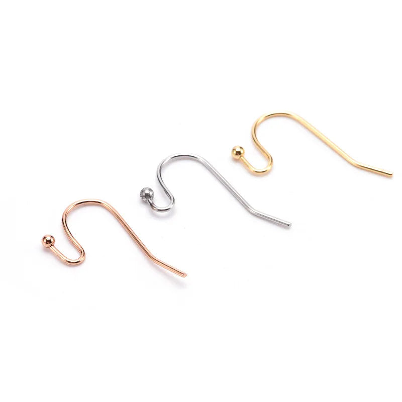 316L Stainless Steel Simple S Shaped Earring Hook Small Bead Ear Wires for Jewelry Making