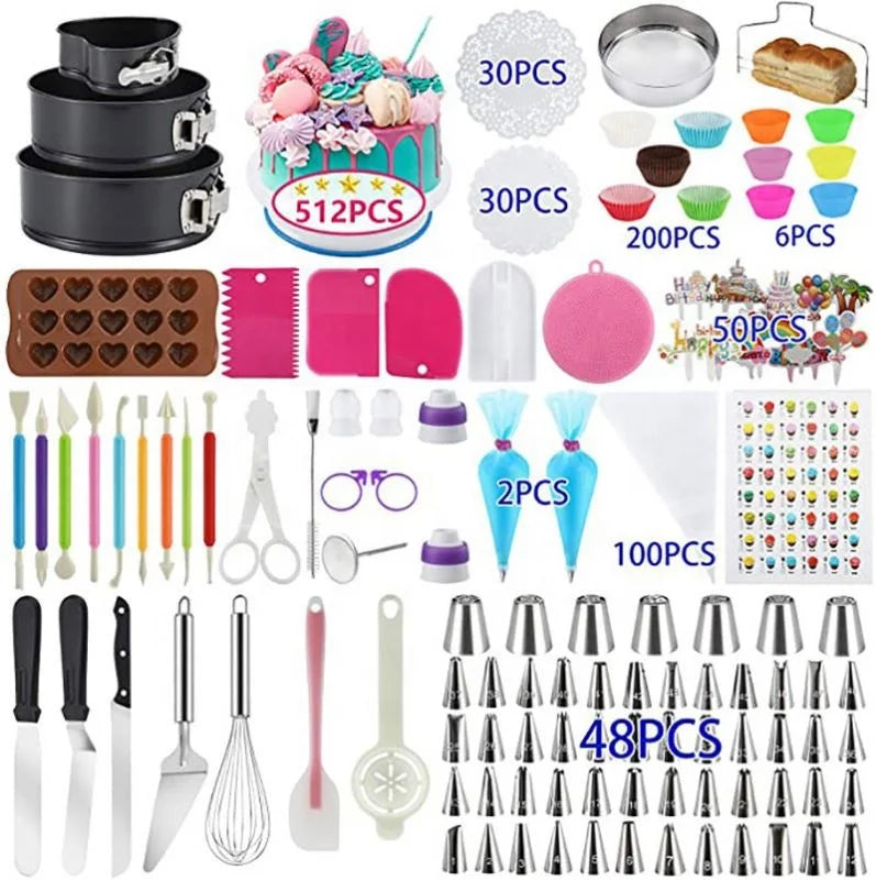512Pcs Fondant Cake Decorating Supplies Accessories Pastry Baking Tools Set