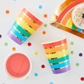 Rainbow Paper Gold Foil Cups Tableware Set for Summer Birthday Party Decorations Kids Rainbow Theme Paper Cups Napkin