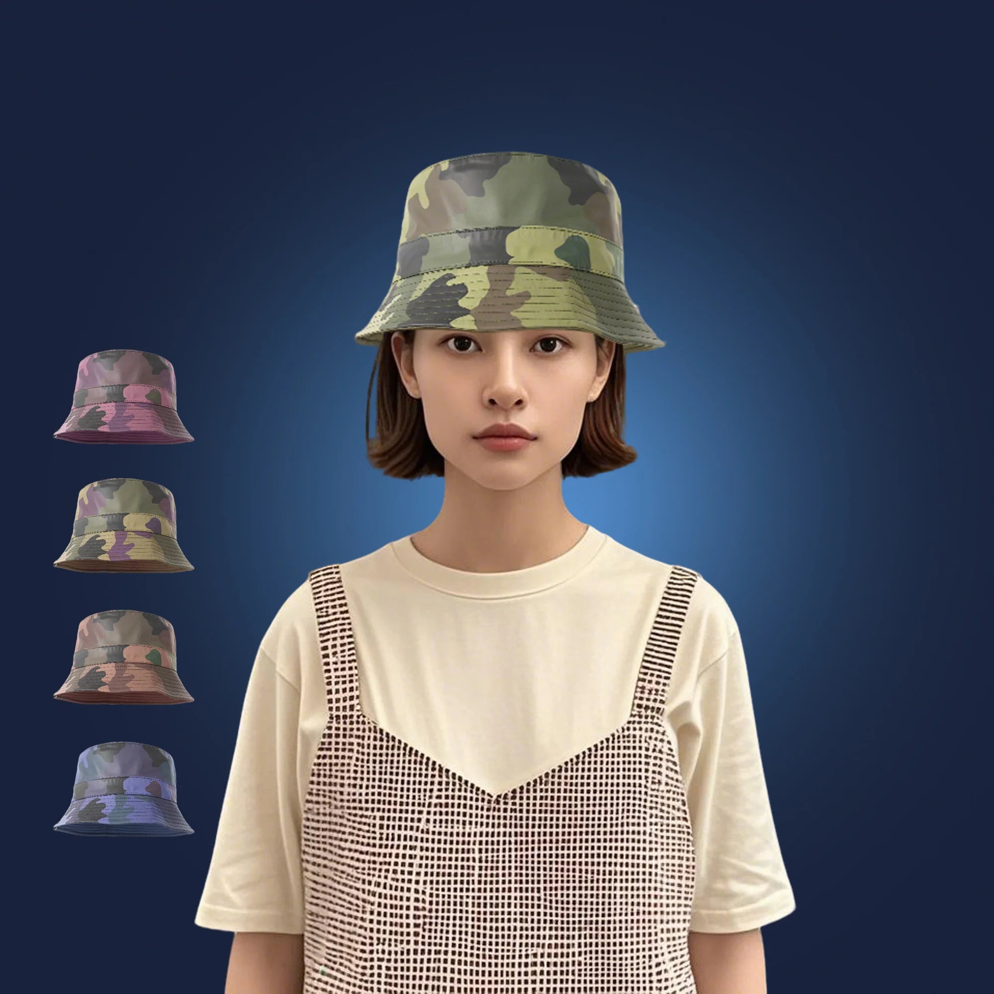 Embroidery Logo Waterproof Mens Women Fishmen Cap Custom Camo Leather Printed Bucket Hats