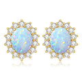 Classic Princess Diana Opal Stud Earrings in Sterling Silver Fine Jewelry for Elegant Style