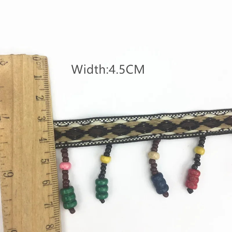 Handmade Wood Bead Tassels DIY Ethnic Style Stage Clothing Accessories for Jeans Clothing Decoration Accessories Belt Skirt Hem