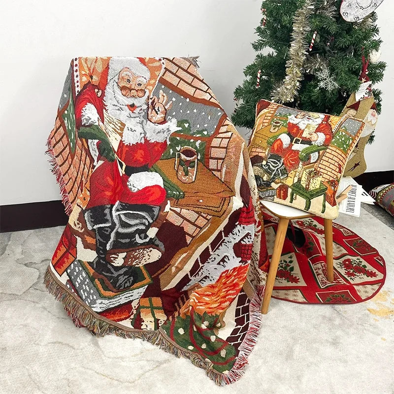 Christmas Blanket Decorations Customizable Festival Patterns for Sofas Throw Blanket and Other Jacquard Woven Blanket