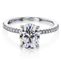 Simple Jewelry 9*7mm 2ct Oval Moissanite Lab Diamond Slender Shank Floating Engagement Ring