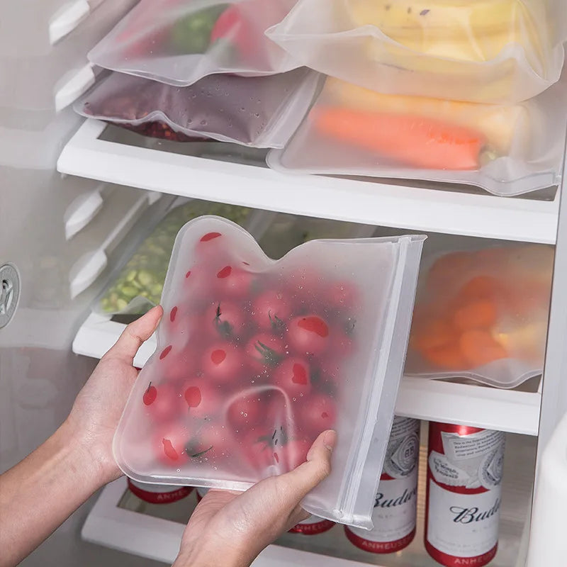 Reusable Upright Sealed Leak-proof Container Food Storage Bag  Refrigerator Fruit and Vegetable Storage Bag Ziplock Bag