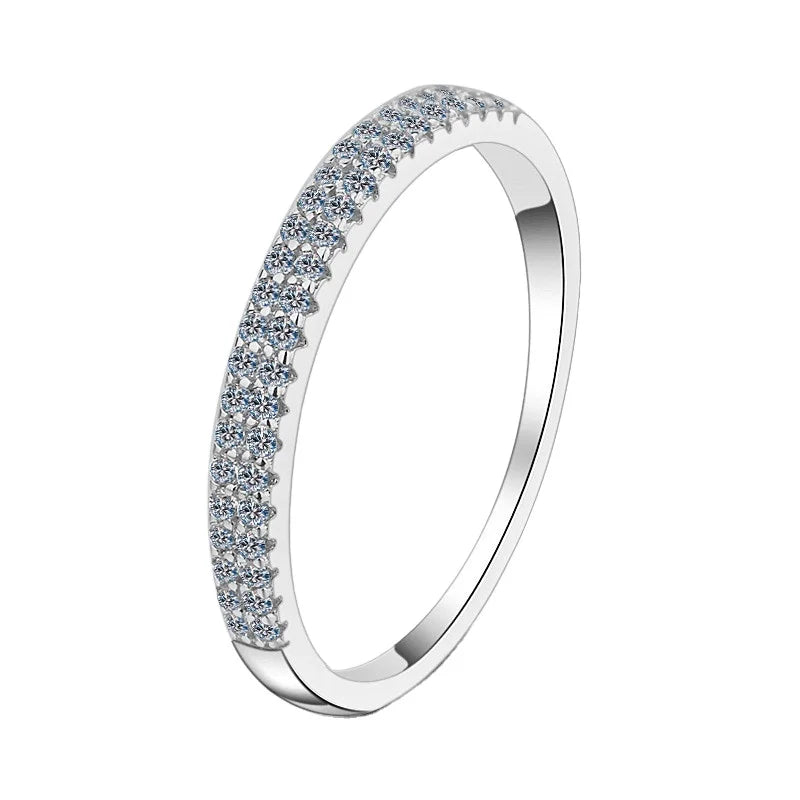 D Color Cheap Half Ring Past Diamond Test Cincin 925 Sterling Silver Jewelry Wedding Rings for Women