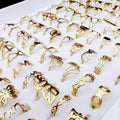 Jachon Wholesale Bulk Alloy Gold Ring Plated Butterfly Flower Heart Letters Cross Finger Rings Gold Women Luxury Vintage