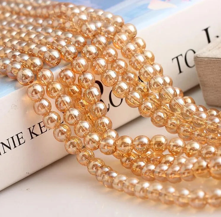 Plating champagne Golden Light Beads Crystal Bead Curtain Plated Round Beads