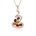 YBO 18K Rose Gold Plated Personalised Irregular Gourd Pendant Necklace Natural Color Tourmaline Inlaid Zircon Trendy Weddings