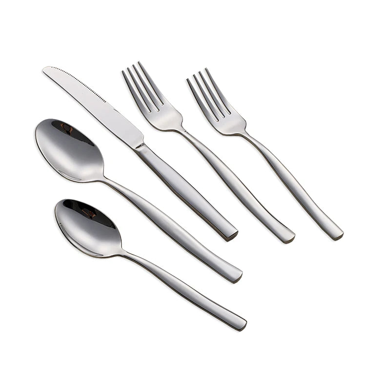 Mirror Shiny Silverware Elegant Heavy Flatware Reusable Stainless Steel 304 Cutlery Set for Restaurants Back School Europe Style