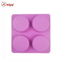 Four 4 Cavity Moon Face Round Silicone Mold DIY Handmade Soap Mould