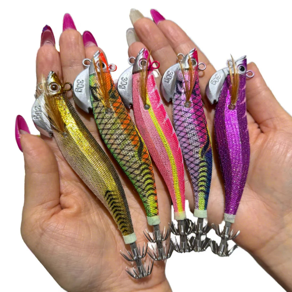 Wholesale Fishing Squid Bait 2.5# 3.0# 3.5# Squid Jigs Wood Shrimp for Wholesale Squid Lures