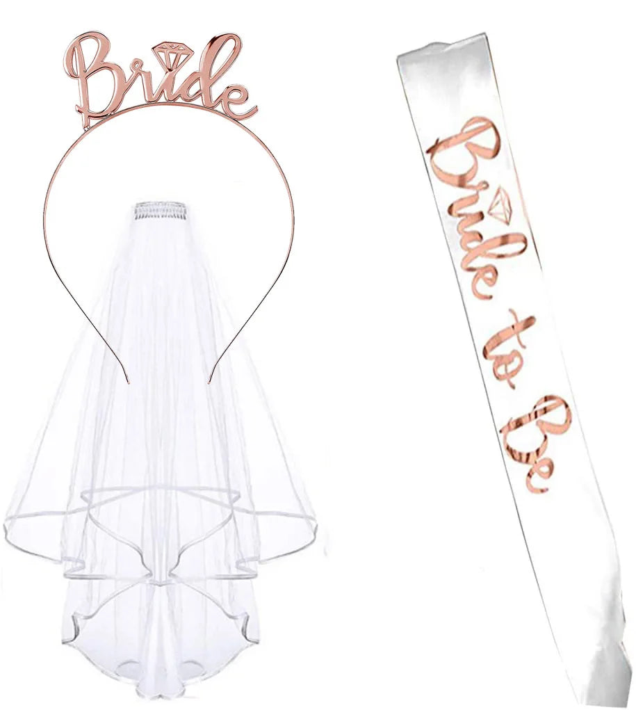 3pcs Bride to Be Satin Sash Team Bride Sash Bride Headband Wedding Bridal Shower Party Decorations Bachelorette Party Supplies