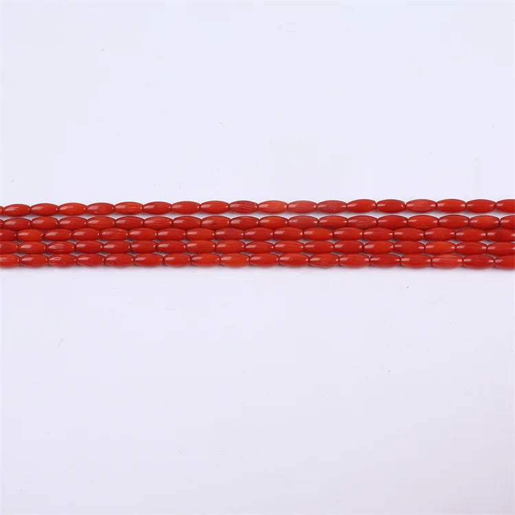 Natural Red Rice Shape Coral Bead Wholesale Loose Pearl Bead Strands