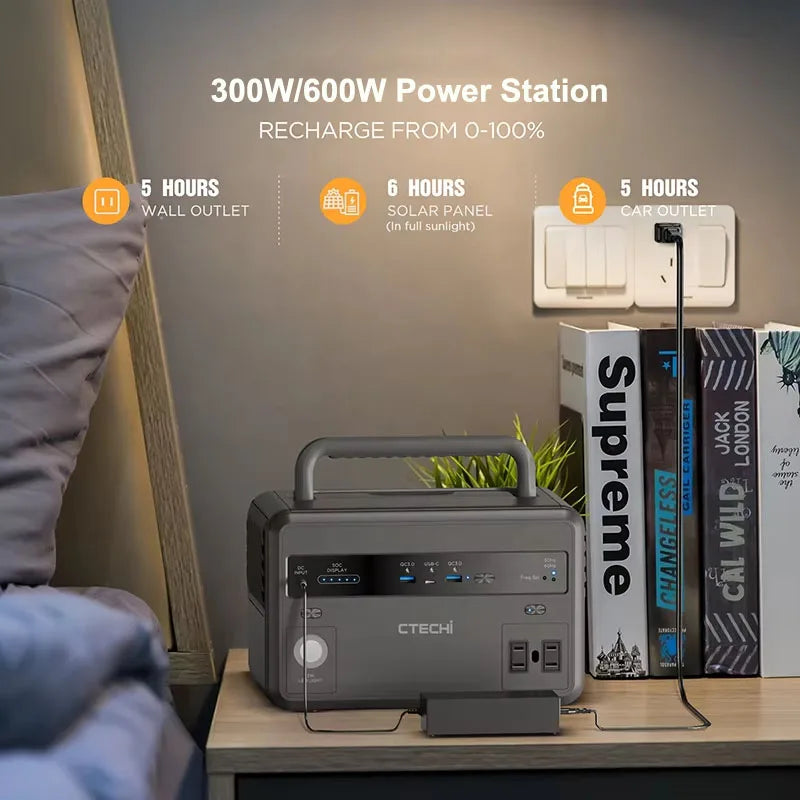 Electric Mini Outdoor Camping Lithium Generator AC DC Power Supply Bank Solar Station 300W Portable Power Station