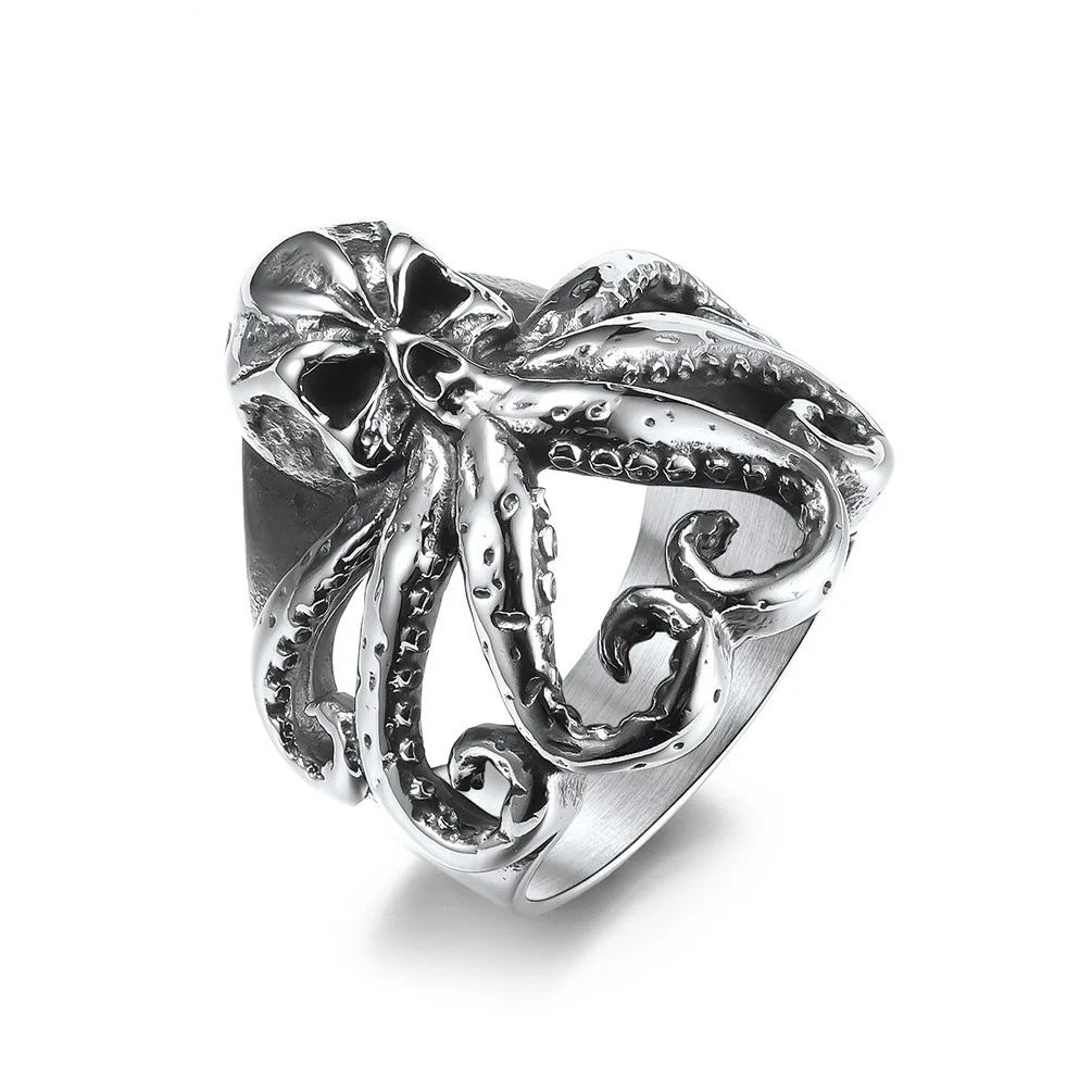Gothic Stainless Steel Octopus Ring Vintage Geometry Kraken Ring Party Gifts Animal Jewelry Wholesale