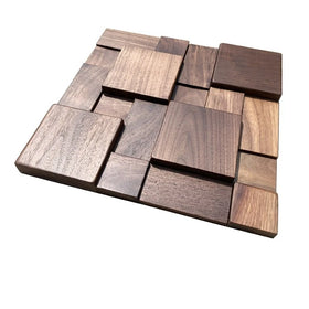 Black Walnut Wood Mosaic Wall Panels 3D Decorative Solid Wood Wall Cladding for Home & Hotel Projects