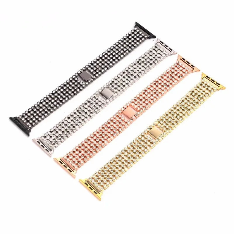 Hot Selling Luxury 316L Steel Wristband 44mm 45mm Stainless Steel Diamond Metal Bracelet Watch Straps for Iwatch Series 8765