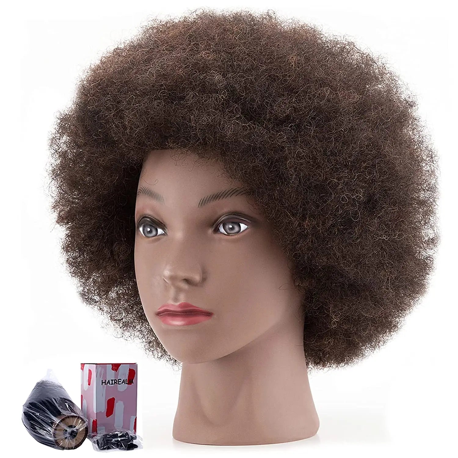 Low Price Factory Wholesale Afro Body Wave Female Human Hair Wig Toupee 35cm Mannequin Head