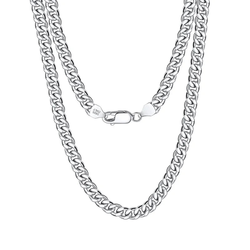 RINNTIN SC38 Silver Jewelry Cadena Colar 925 Sterling Silver Chain Men Thick Chain Necklace Cuban Link Chain