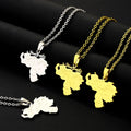 Stainless Steel Venezuela Map Chain Necklace 18K Gold Plated Venezuelan National Flag Map Pendant Link Chain Necklace