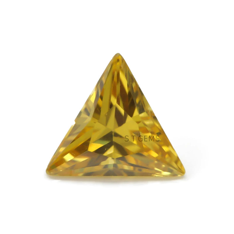 Wuzhou Supplier 5A Grade Loose Golden Yellow Triangle Shape Cubic Zirconia for Diy Jewelry