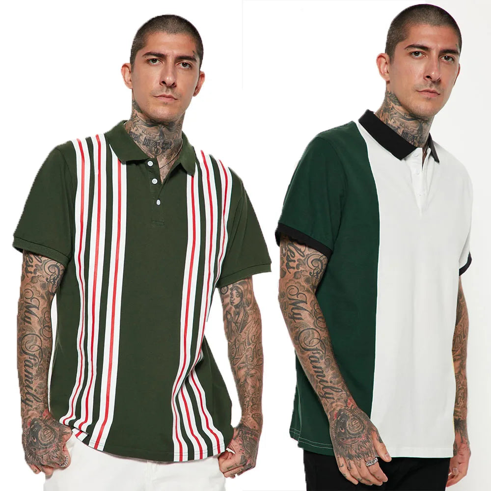 KY Men's Solid Short Sleeve Golf for Polo Shirt Business-Style Knitted Fabric Anti-Wrinkle Garment Dyed