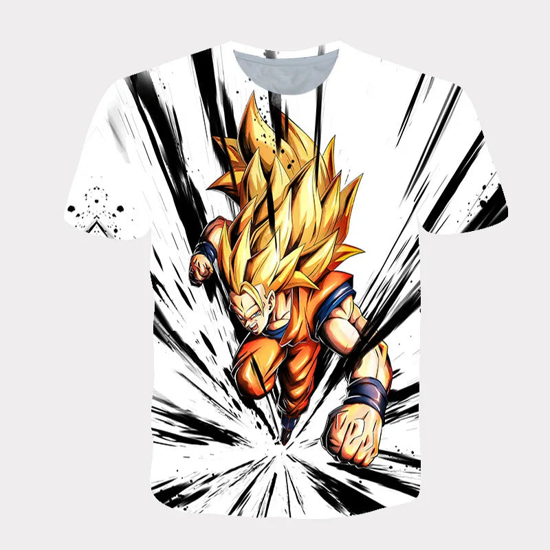 Fitspi Summer Anime 3d Digital Printing Loose Casual Men's Clothing Round Neck Short Sleeve T-shirt Wholesale Custom T Shirt