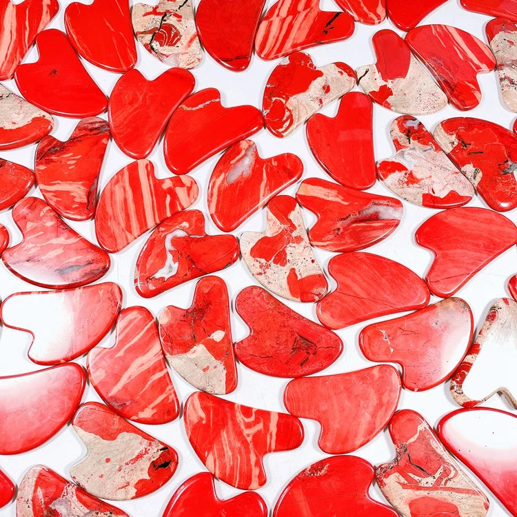 Huiying SPA Slimmer Red Jasper Heart Shaped Gua Sha Tool Hot Selling Massage Crystal Crafts