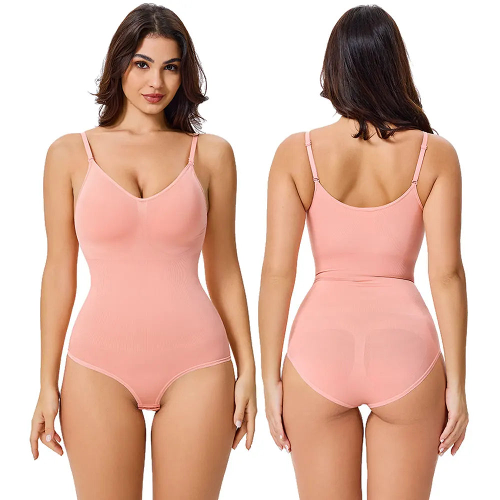 Slimming Tummy Control Compression Body Shapers Shapewear Seamless V-Neck Bodysuit for Women