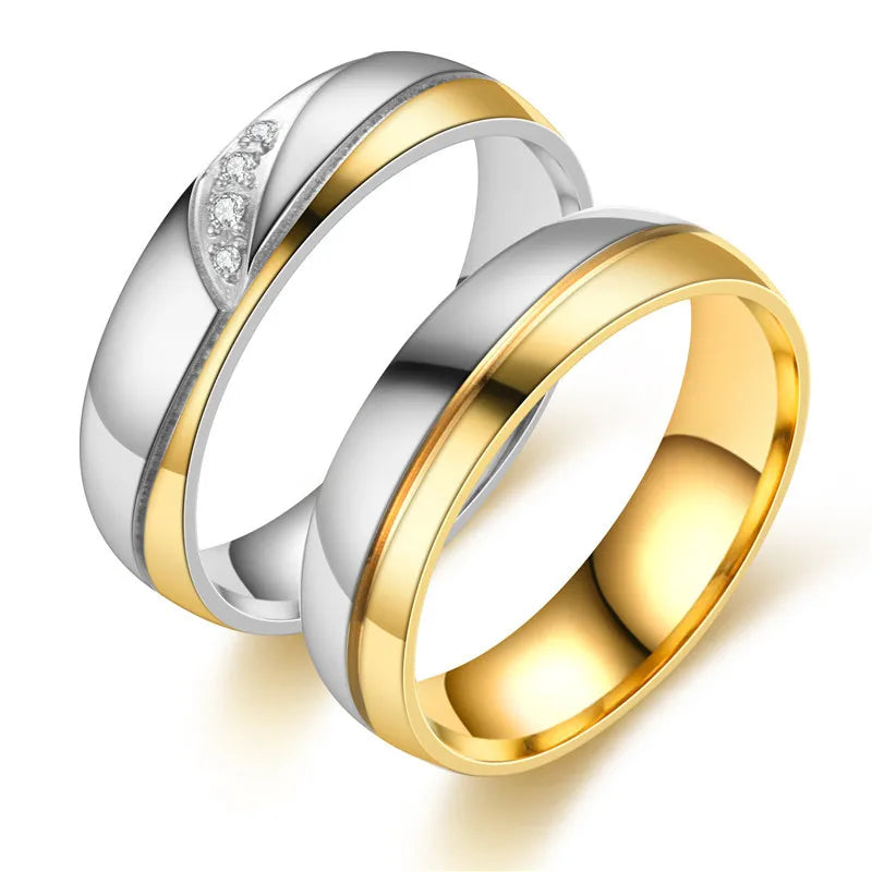 Fashion Stainless Steel Finger Ring Couple Rings Jewelry Women Couple Ring Set for Weddings and Engagement