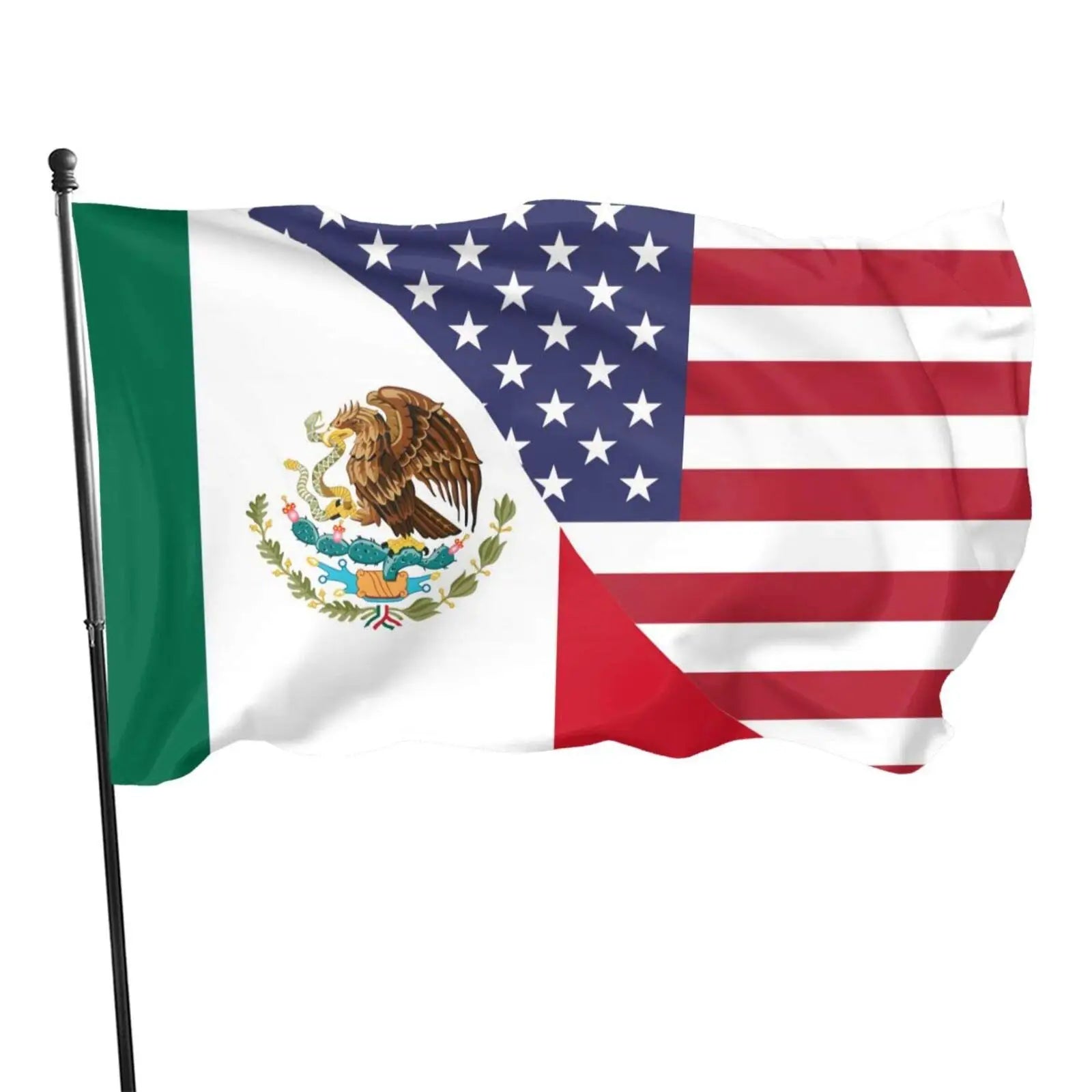 Direct Delivery to USA Mexican Flag 100% Polyester Double Side Printed Pennant Style Celebrating Mexico American Friendship