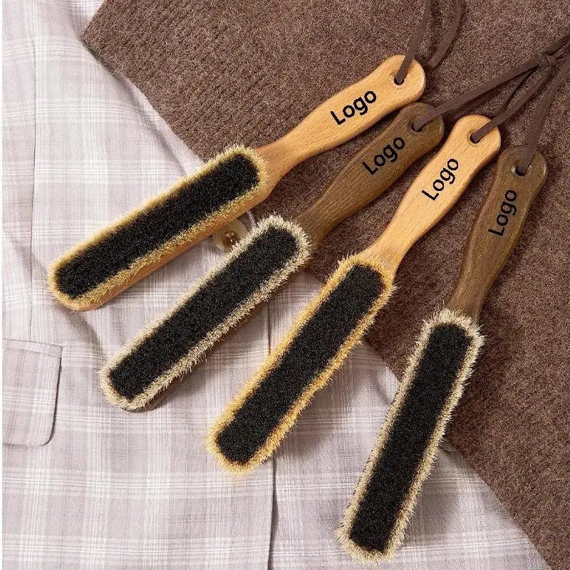 Household Boar Bristle Cashmere Clothes Lint Brush with Beechwood Long Handle Reusable Clothes Cleaning Brush for Cashmere Wool.